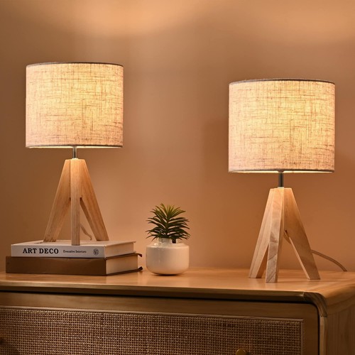 Bedside lamps set wood - lamps,