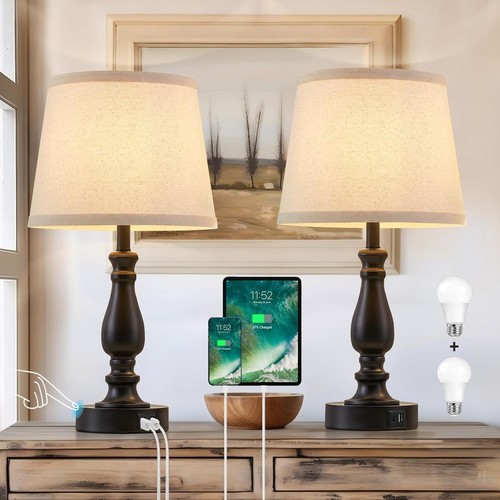 Table lamp set with - 2, usb-c