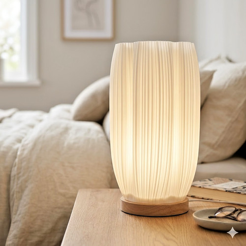 Led ribbed bedside table lamp - bedside,