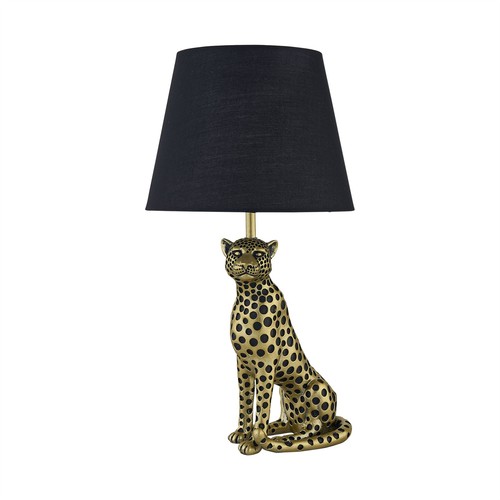 Gold cheetah table lamp - table,
