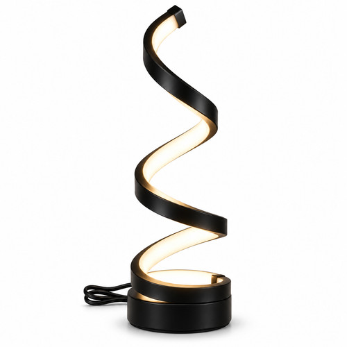 Black spiral led table lamp - black,