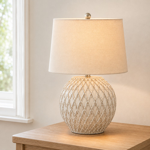 Cream lattice ceramic table - cream,