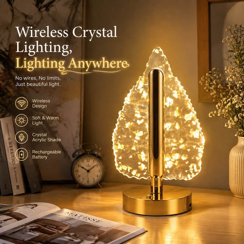 Golden leaf crystal - golden, desk
