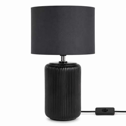 Black ribbed ceramic table - black,